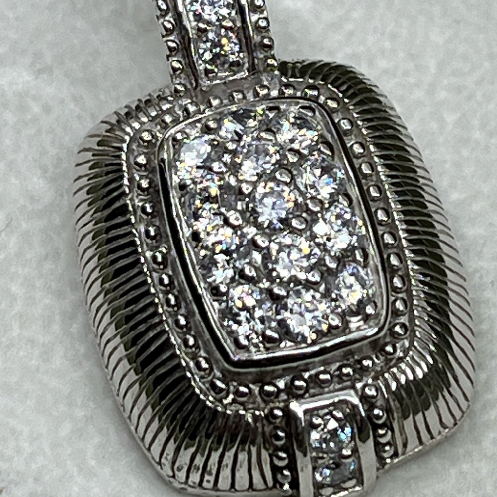 Vintage Judith Ripka Sterling Silver CZ Cluster Enhancer Pendant - Picture 3 of 16